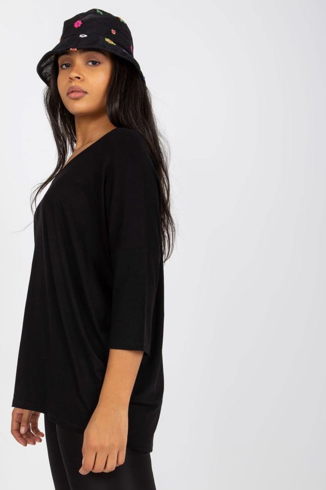Love Lace Love Lace Women's Plus Size Blouse 3/4 Sweetheart in Black - 3