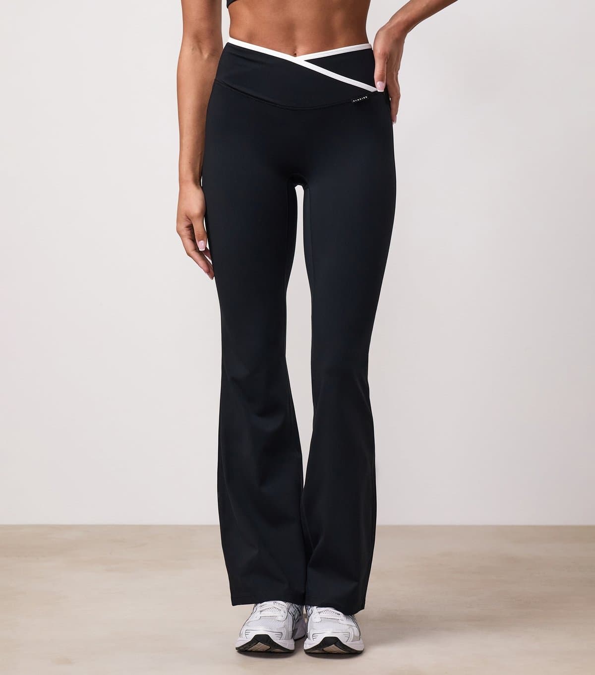 Gym King Women's Black Contrast Trim Flared Leggings Gym King New Look