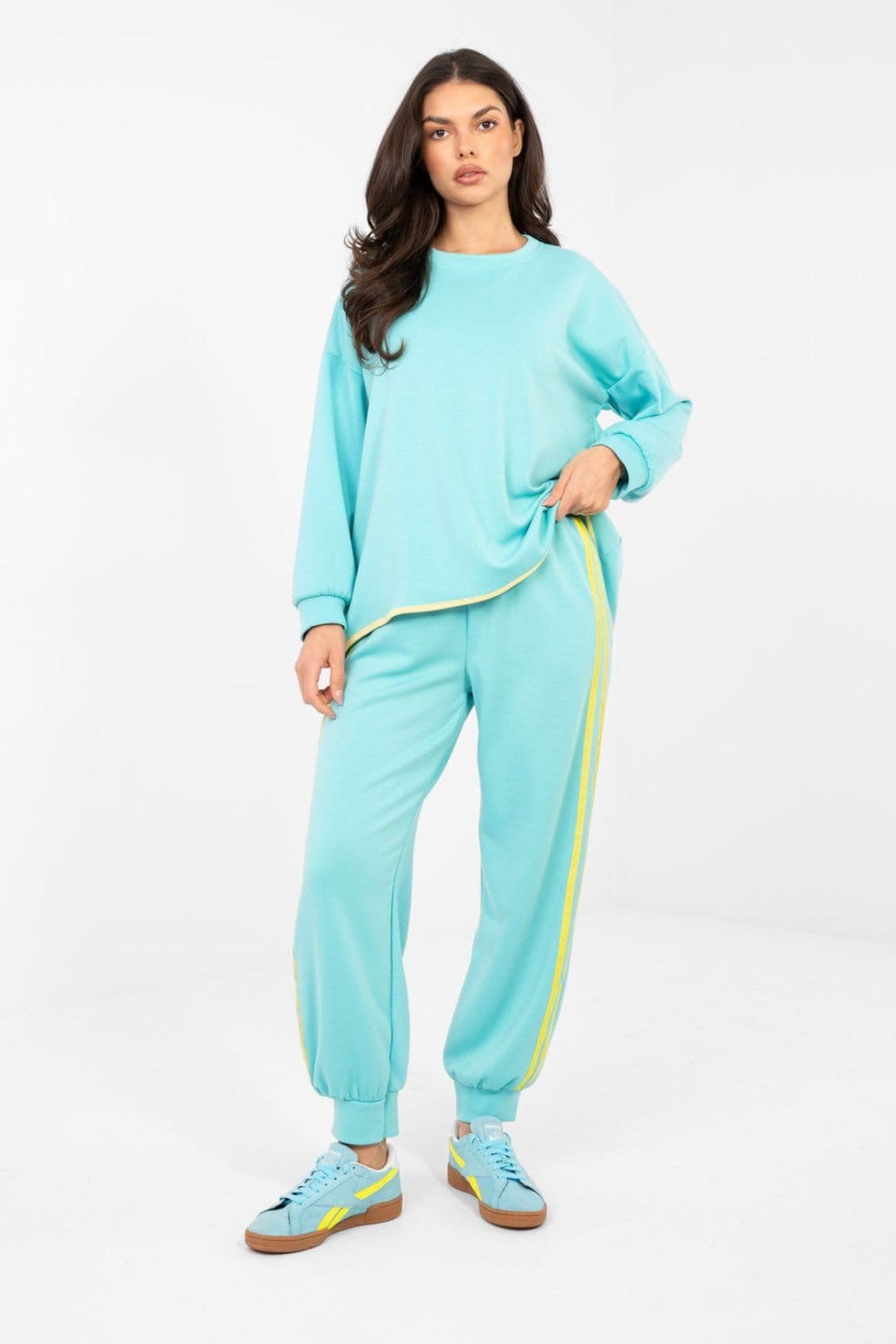 Love Lace Aqua Hoodie & High Waist Pants Set