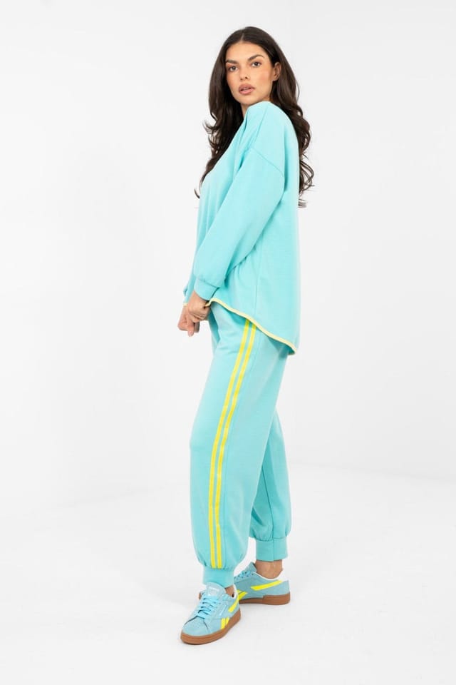Love Lace Love Lace Women's Stylish Hoodie & High Waist Pants Set in Aqua - 2