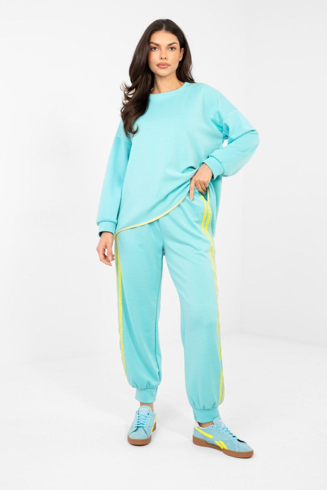 Love Lace Love Lace Women's Stylish Hoodie & High Waist Pants Set in Aqua - 4