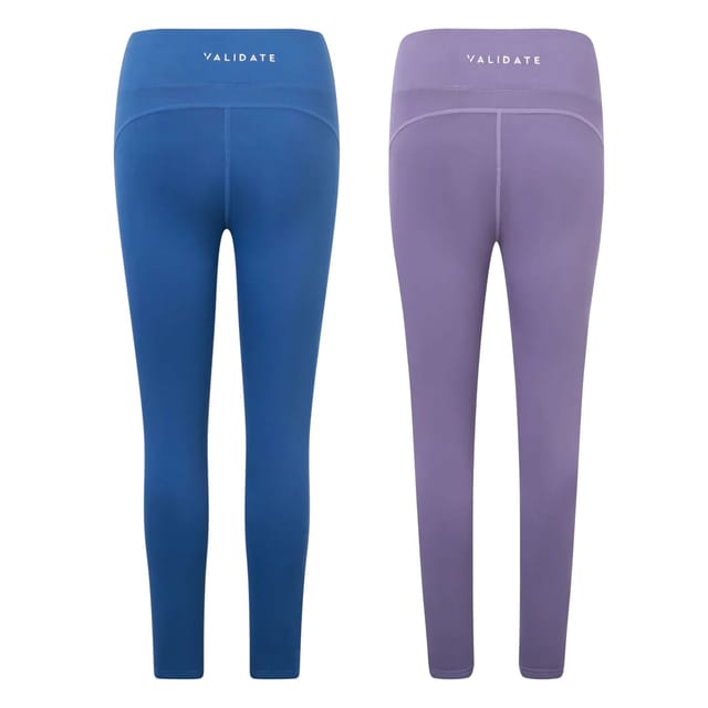 Validate Validate Women's 247 Essential 2 Pack Leggings Purple + Dark Blue - 2