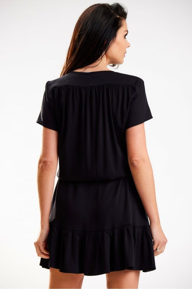 Love Lace Love Lace Women's Chiffon Summer Dress with Elastic Waist Poland in Black - 3
