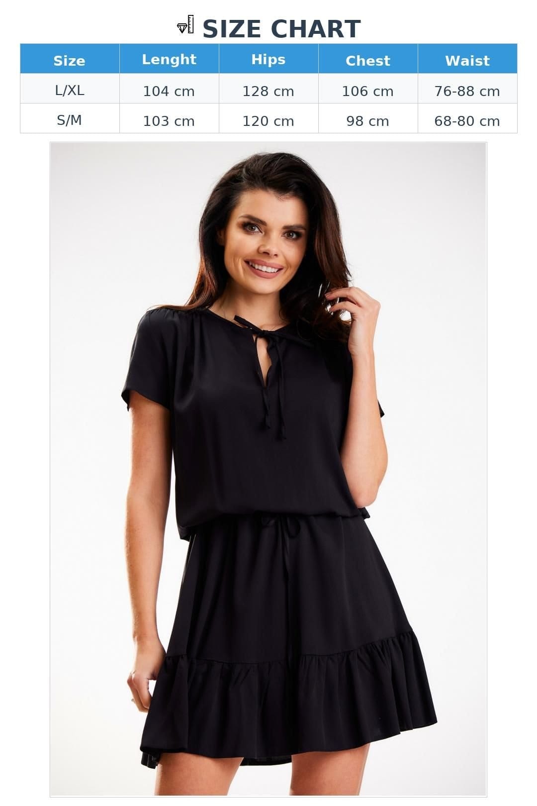 Love Lace Love Lace Women's Chiffon Summer Dress with Elastic Waist Poland in Black - 4