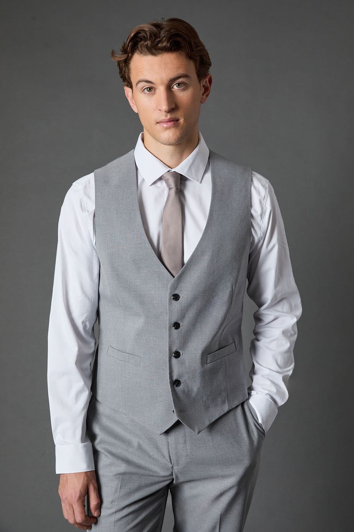 Burton Burton Men's Light Grey Essential Waistcoat