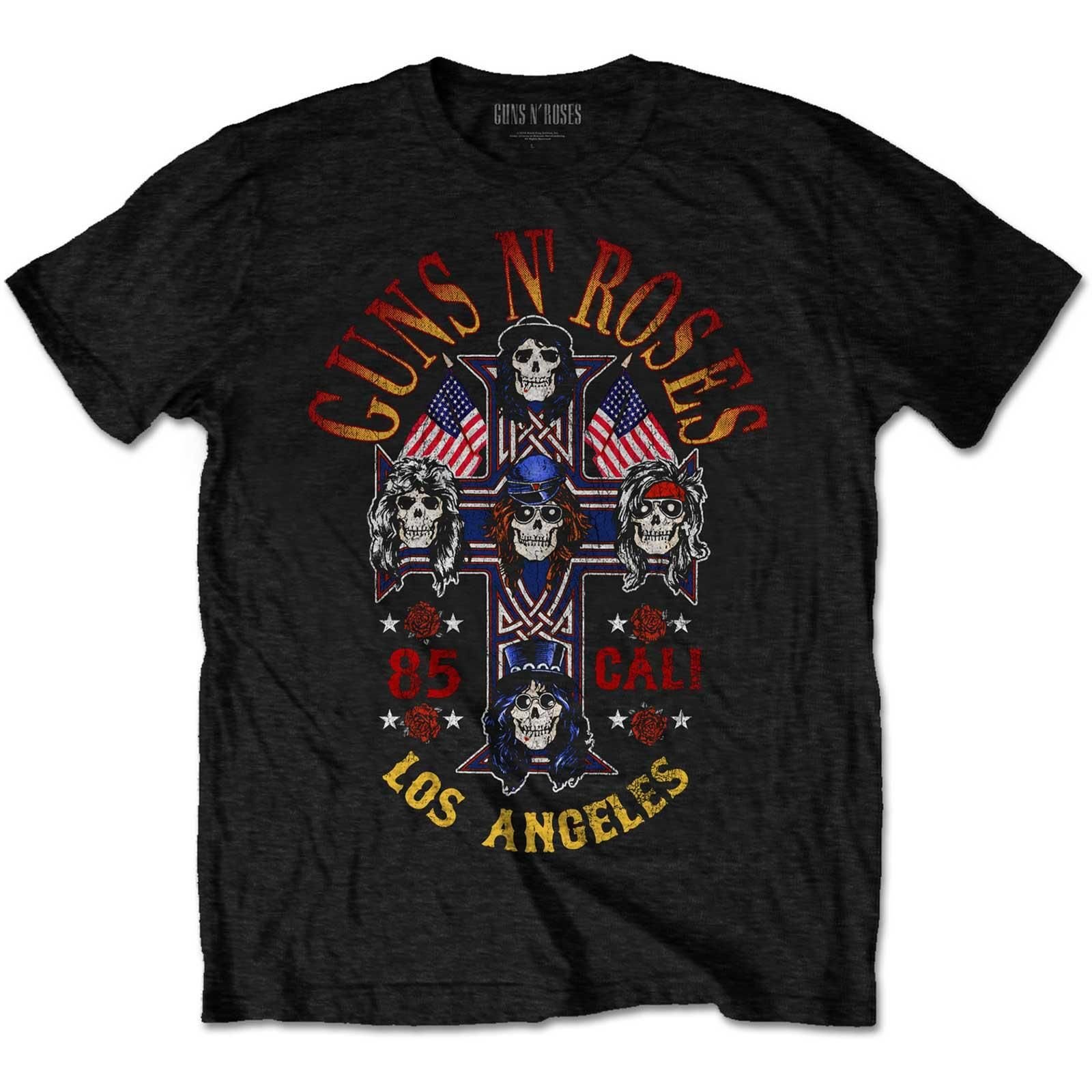 Guns N Roses Guns N Roses Men's Cali´ ´85 Cotton T-Shirt in Black - 4