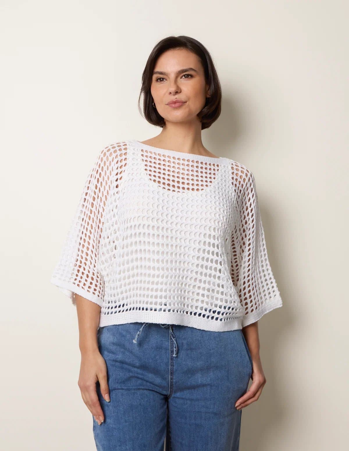 Blue Vanilla Round Neck Net Top