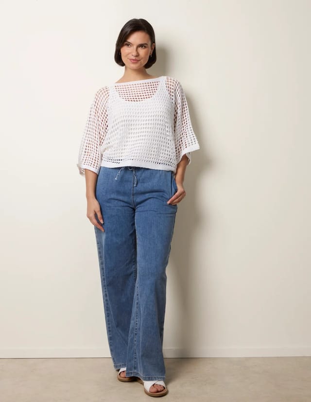 Blue Vanilla Round Neck Net Top - 2