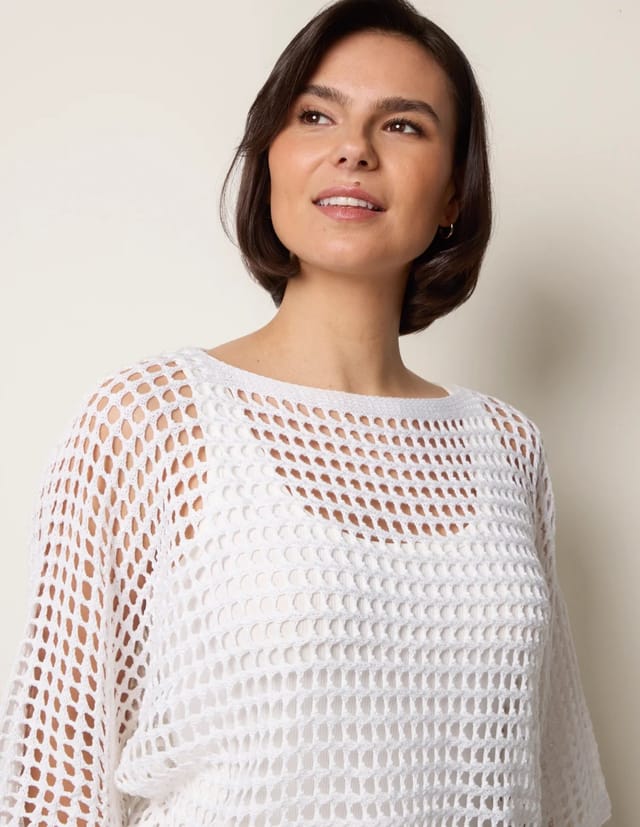 Blue Vanilla Round Neck Net Top - 3