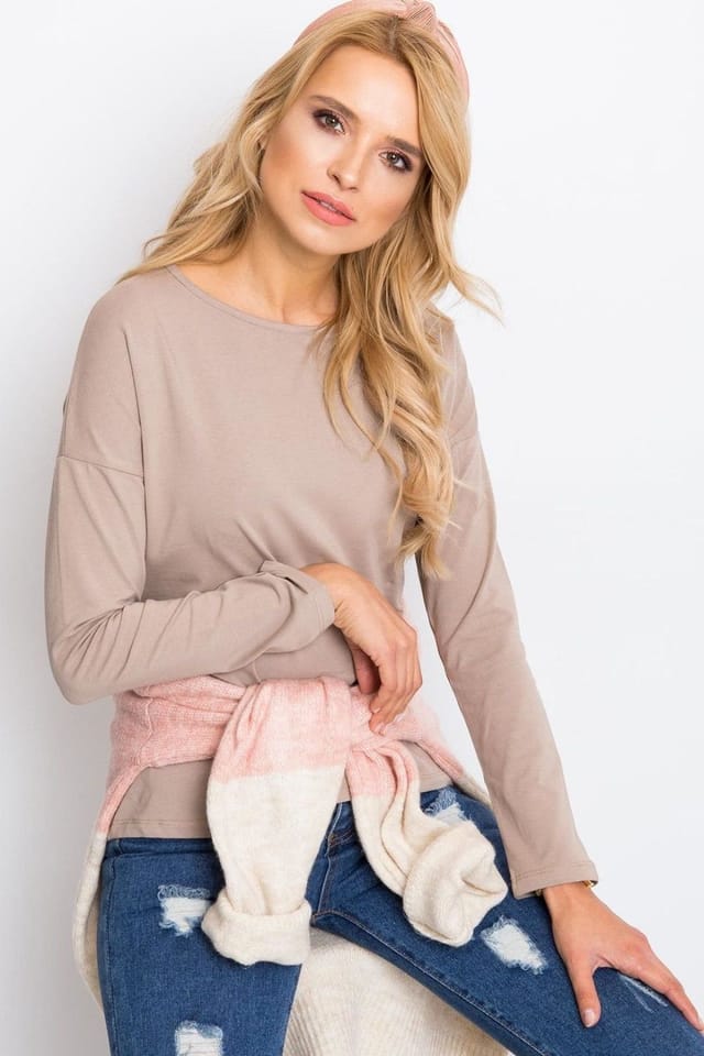 Love Lace Love Lace Women's Simple Long Sleeve Blouse for Versatile Styling in Beige - 2