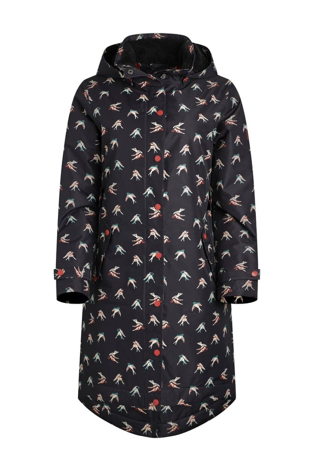 Weird Fish Weird Fish Women's Sena Printed Waterproof Coat in Dark Blue - 2