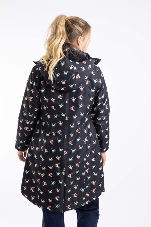 Weird Fish Weird Fish Women's Sena Printed Waterproof Coat in Dark Blue - 3