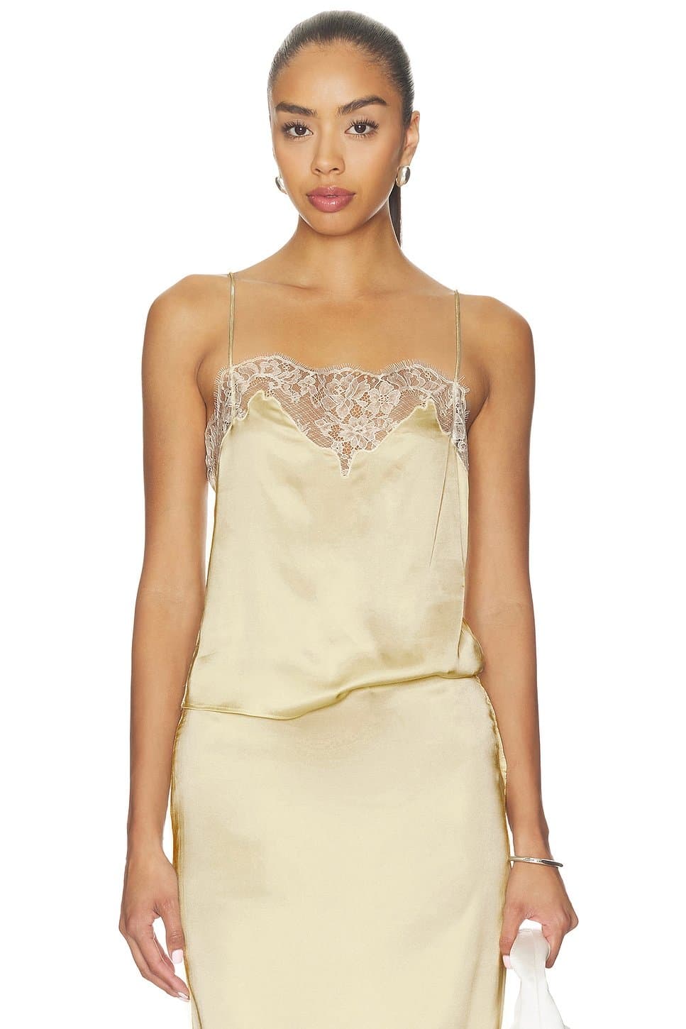 revolve Revolve Geneia Pale Yellow Satin Cami Top