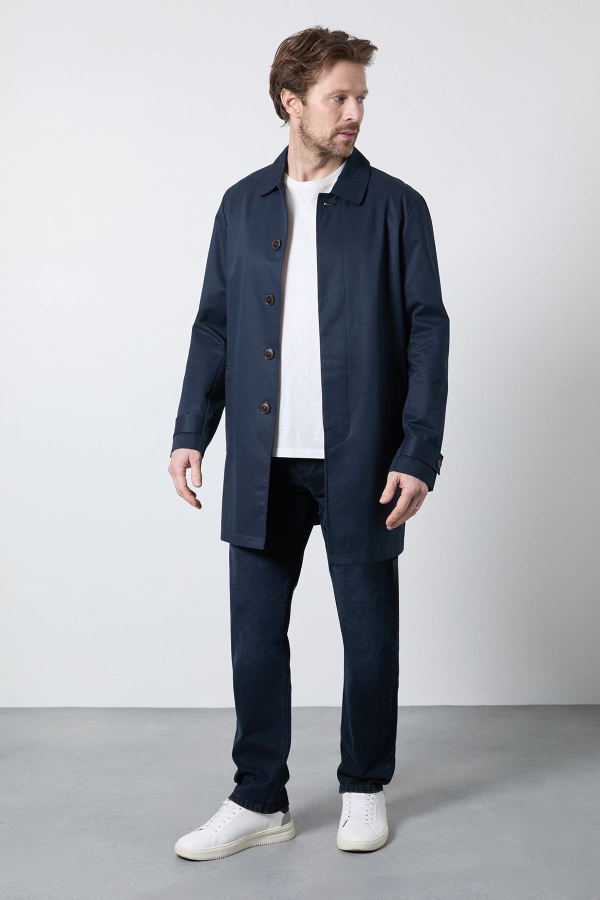 Maine Men's Navy Blue Mid Premium Stretch Straight Fit Jeans