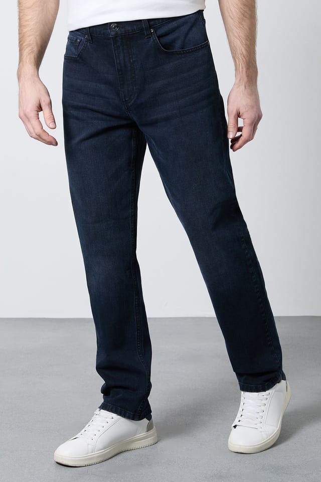 Maine Maine Men's Blue Black Mid Premium Stretch Straight Fit in Mid Blue - 2