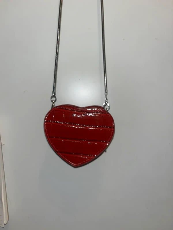 ASOS Red heart bag/ purse with silver chain strap