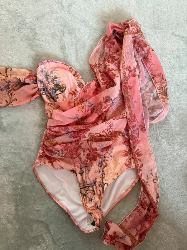 ASOS Stunning pink Asos Luxe scarf print swimsuit