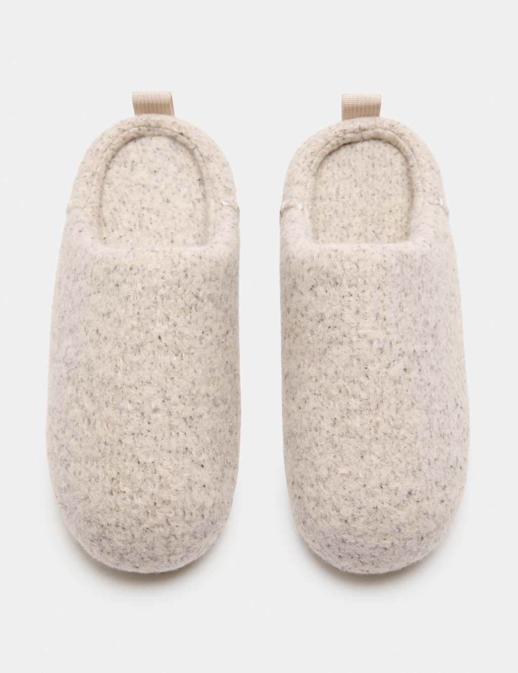 Marks & Spencer M&S Felt Back Tab Mule Slippers Natural