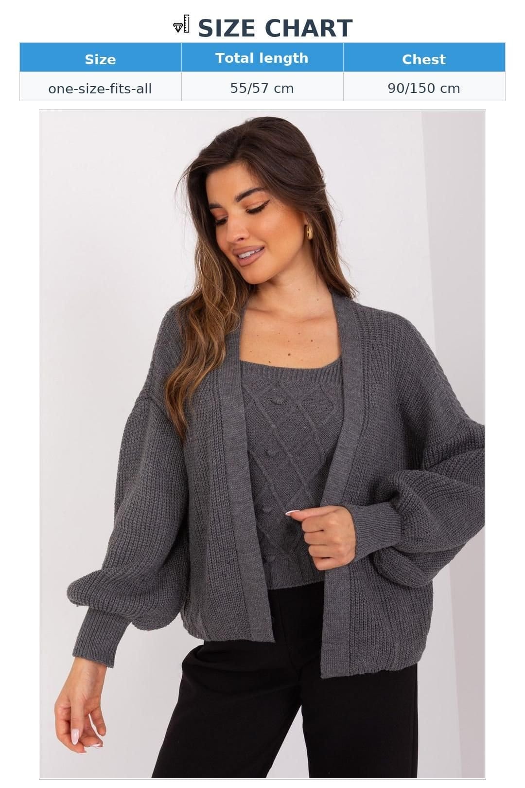 Love Lace Love Lace Women's Strapless Top & Cardigan Set with Textured Knit in Grey - 4
