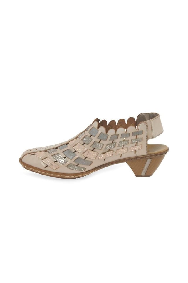 Rieker Rieker Women's 'Sina' Woven Heeled Shoes in Nude - 2
