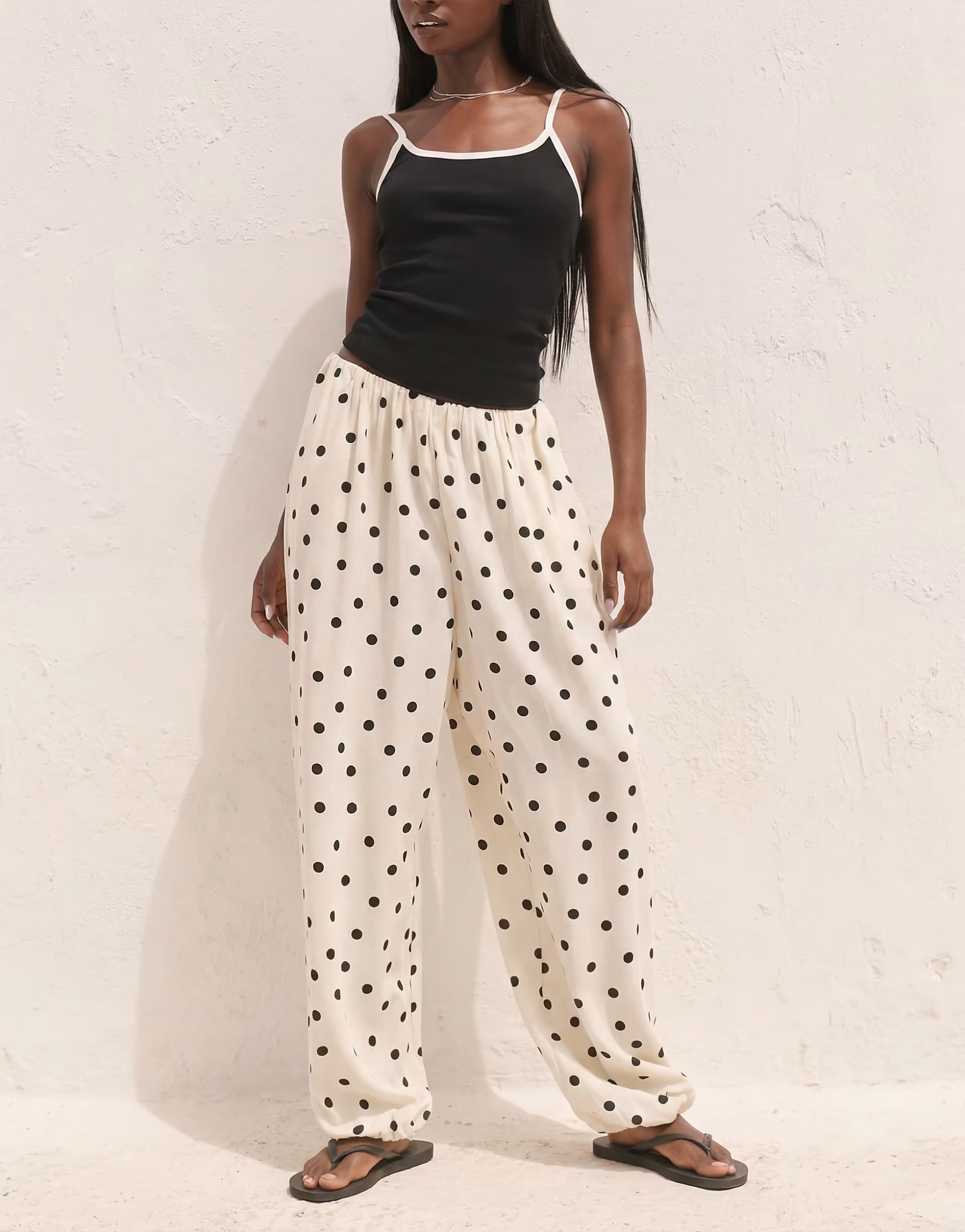 ASOS ASOS DESIGN linen blend balloon trouser in polka dot