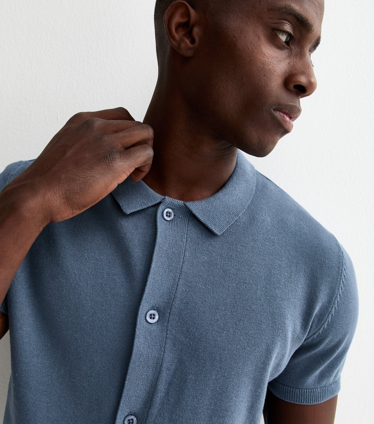 New Look Men's Dark Blue Regular Button Through Polo Top New Look - 2