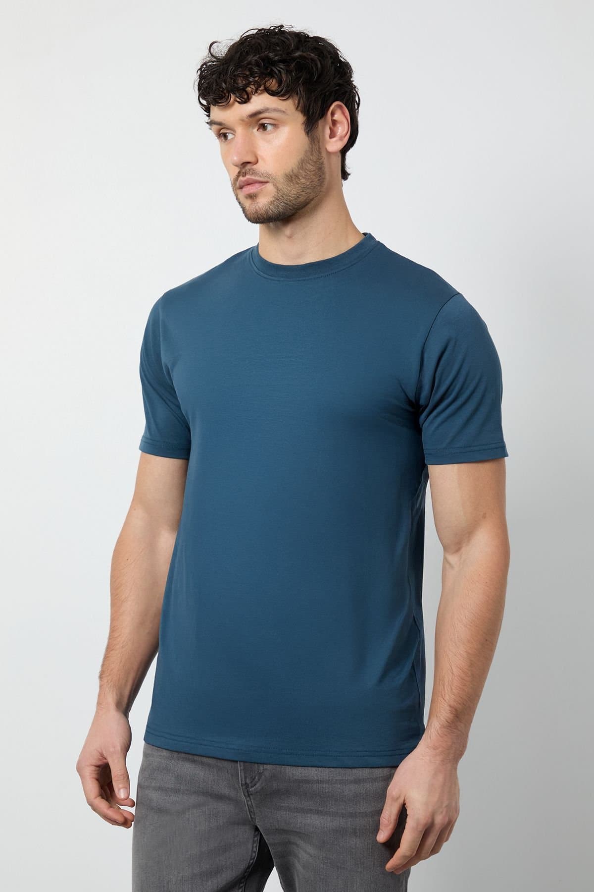Burton Burton Men's Dark Blue Plain Crew Neck T-Shirt