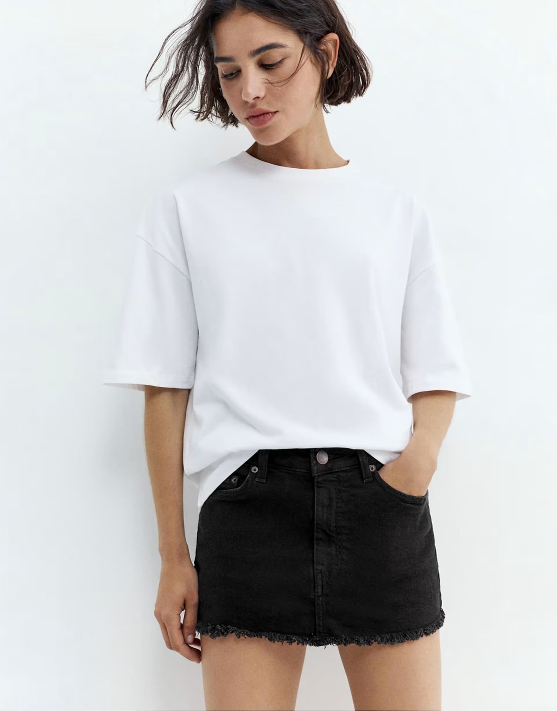 ASOS Pull&Bear Denim skort in black