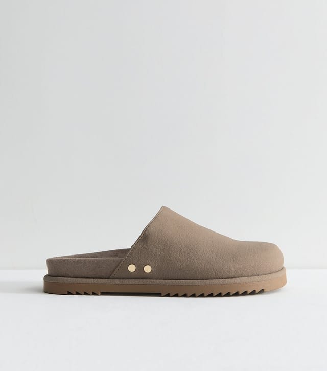 New Look Women's Light Brown Faux Suede Backless Slip On Mules Vegan New Look - 3