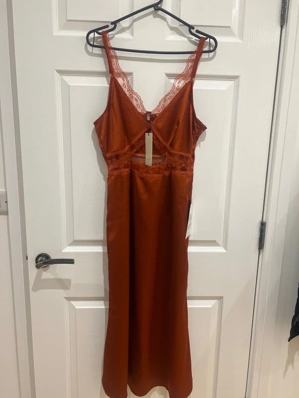 Never Fully Dressed Rust Lace Midi Dress Size 12 Petite