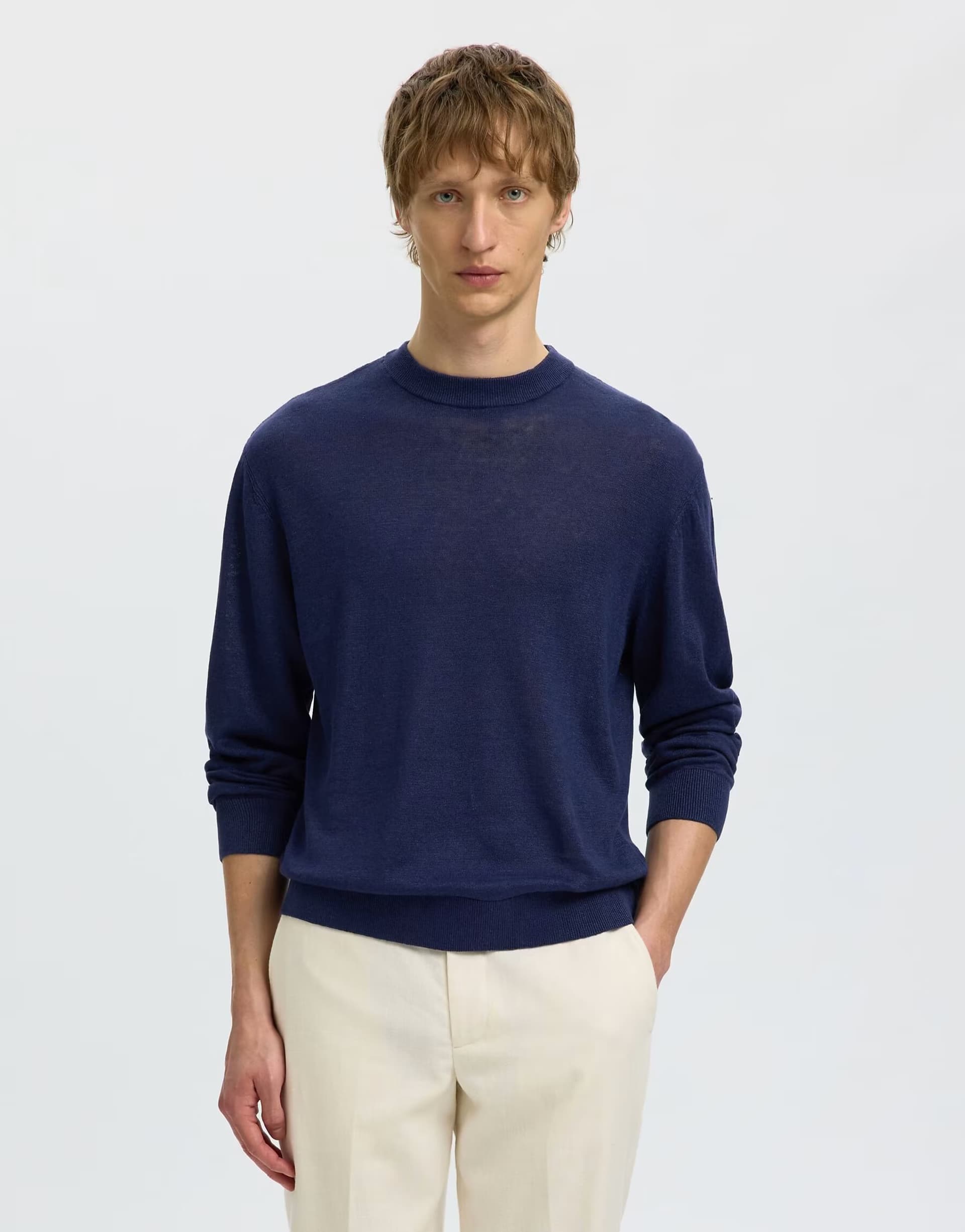 ASOS ASOS Navy Blue Long Sleeved Knit Shirt