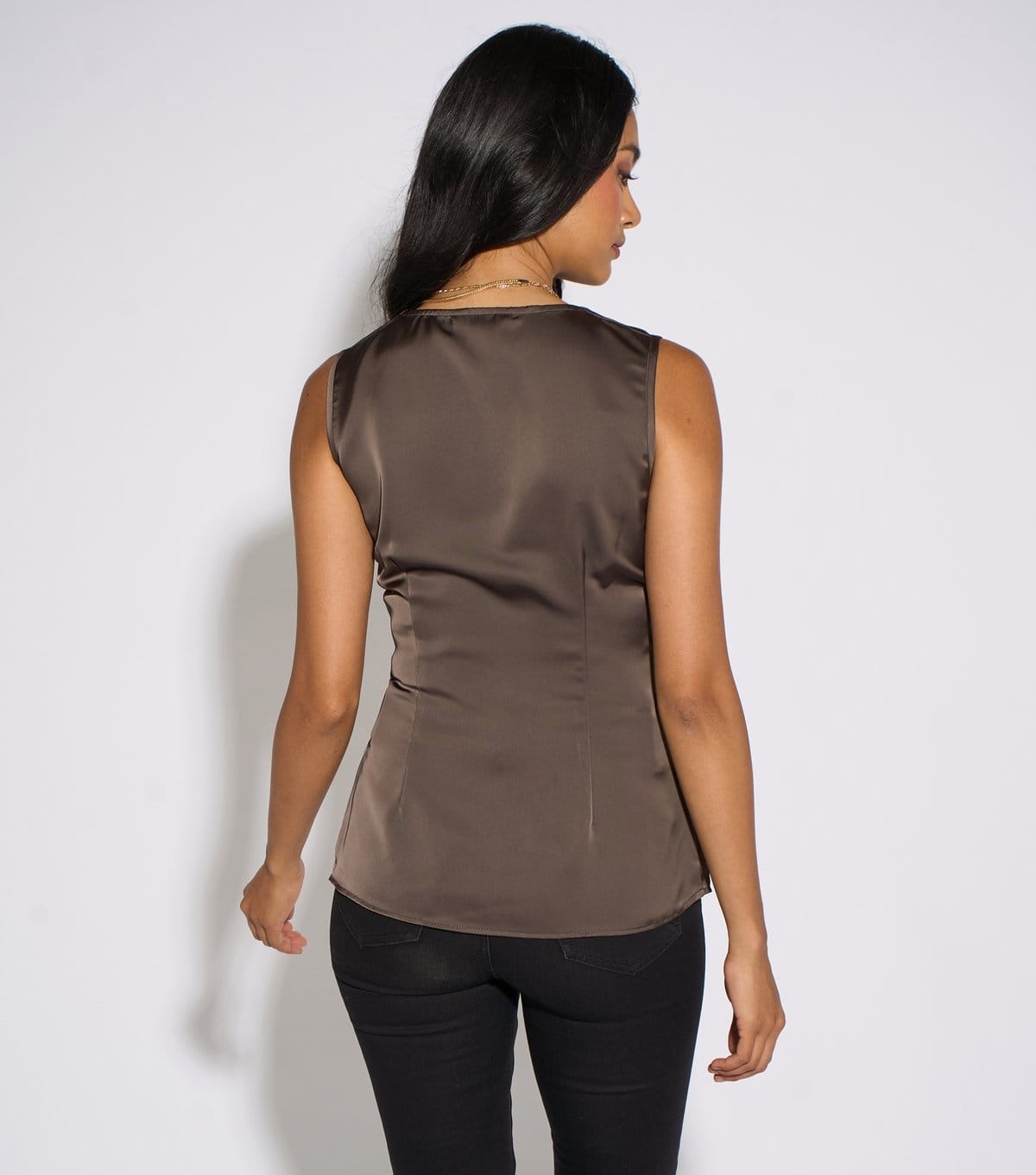 Gini London Women's Satin Lace Trim Waistcoat Top Gini London New Look - 4