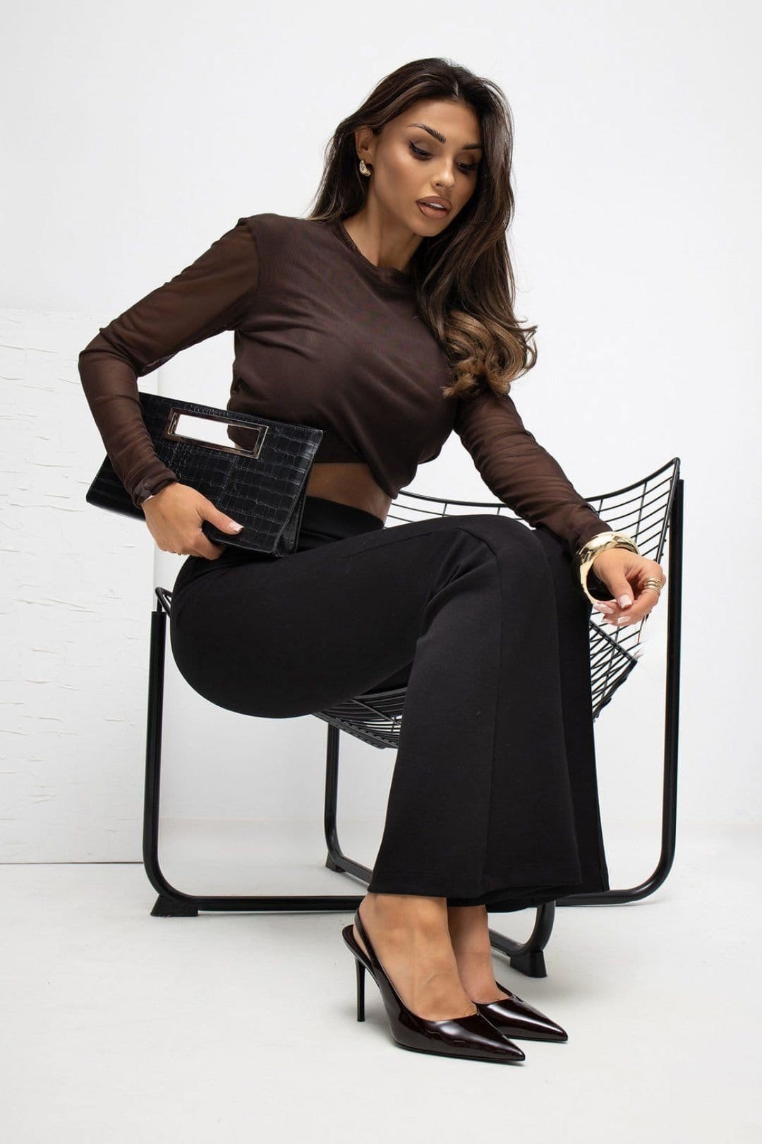 Love Lace Love Lace Women's Buttery Soft High Waist Flared Sweatpants in Black - 4