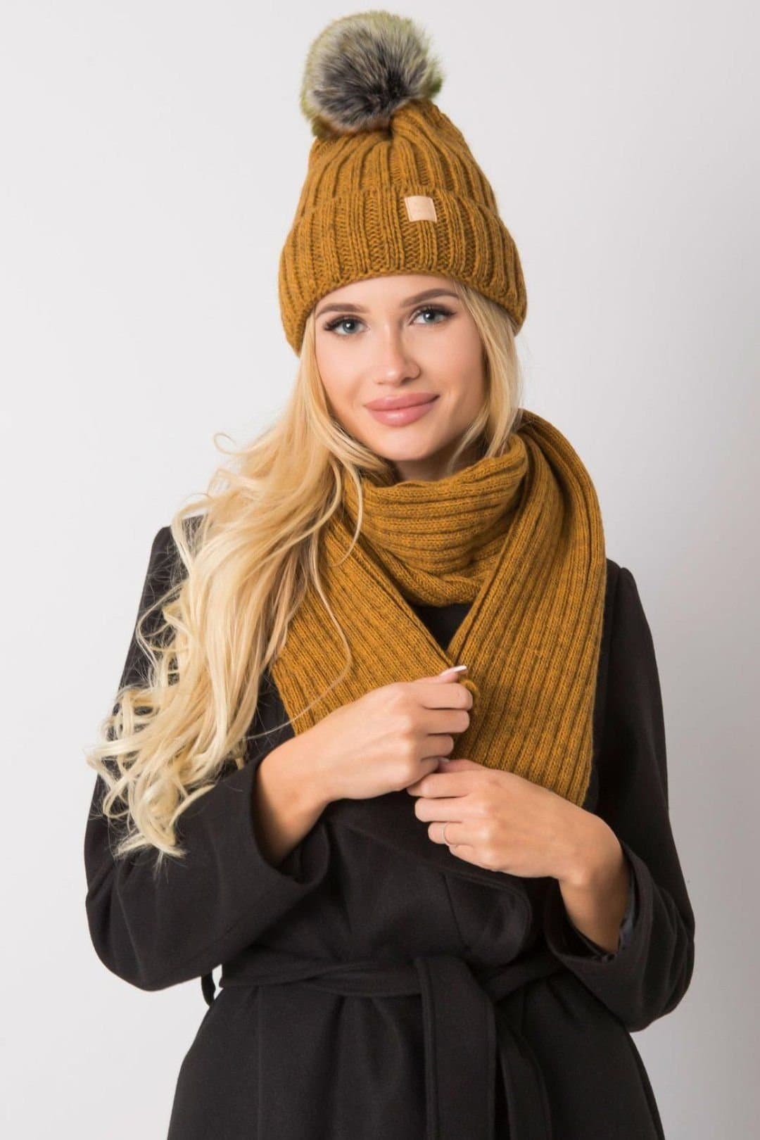 Love Lace Love Lace Mustard Winter Hat & Scarf Set