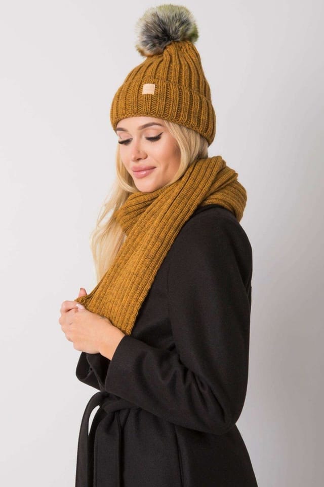 Love Lace Love Lace Women's Winter Hat & Scarf Set for Cold Weather Comfort & Warmth in Mustard - 2