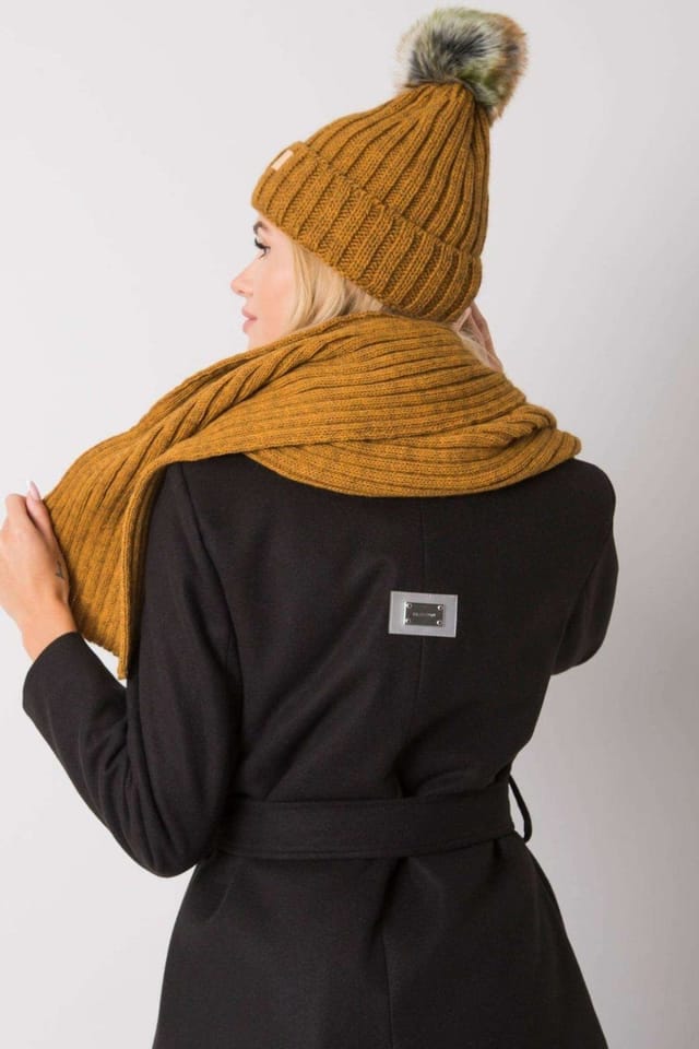 Love Lace Love Lace Women's Winter Hat & Scarf Set for Cold Weather Comfort & Warmth in Mustard - 3