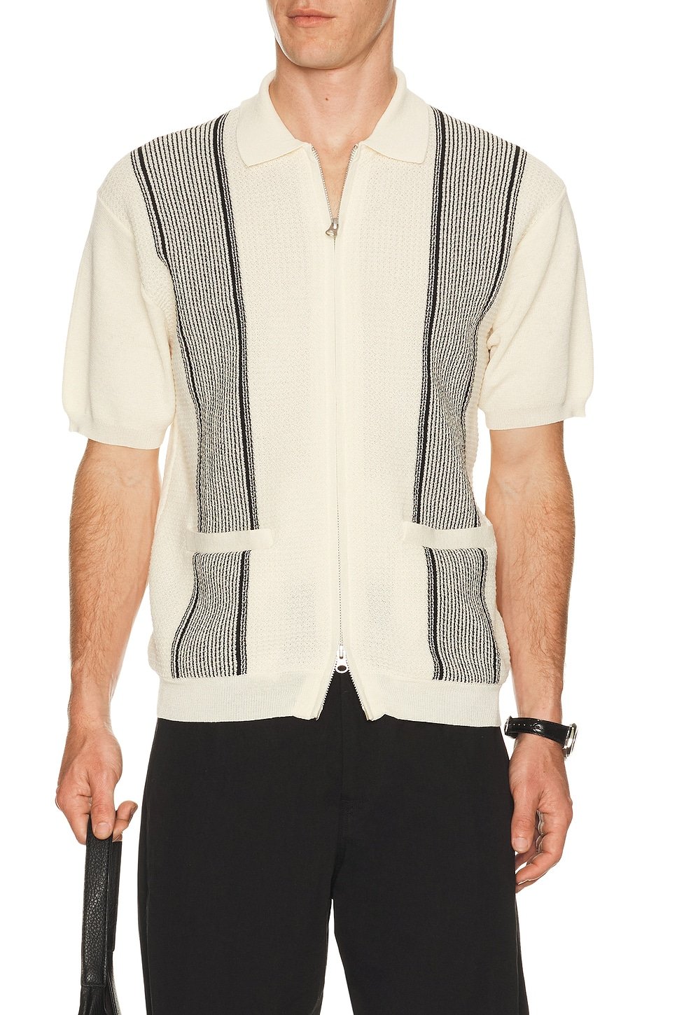 revolve Zip Knit Polo Stripe - 1