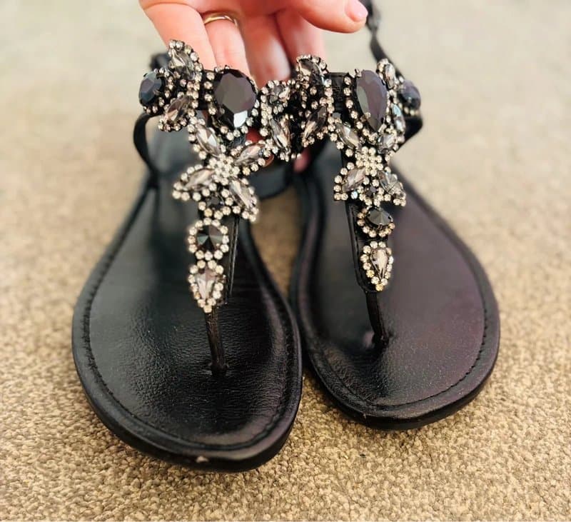 River Island River island gemstone cute statement sandals holiday party hen do wedding 7 same day post