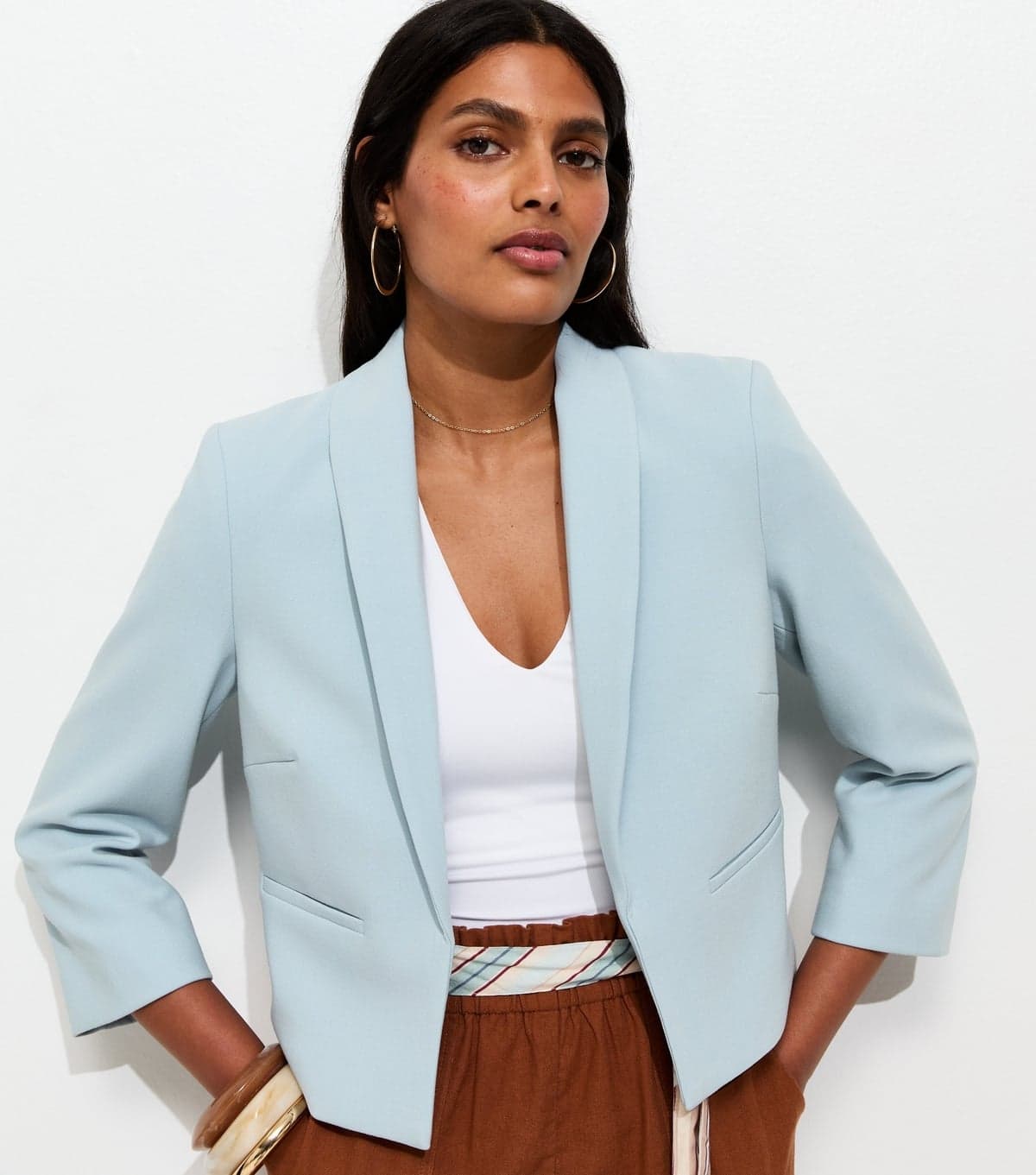 New Look New Look Light Blue Cropped Blazer
