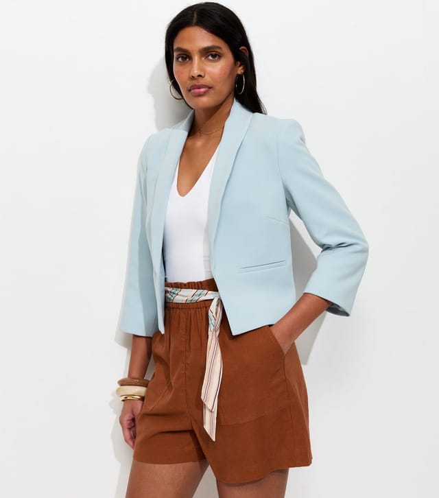 New Look Women's Light Blue Cropped Blazer New Look - 2