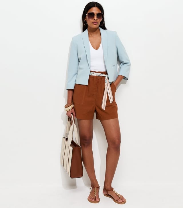 New Look Women's Light Blue Cropped Blazer New Look - 3
