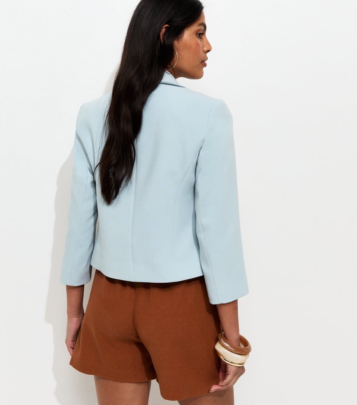 New Look Women's Light Blue Cropped Blazer New Look - 4