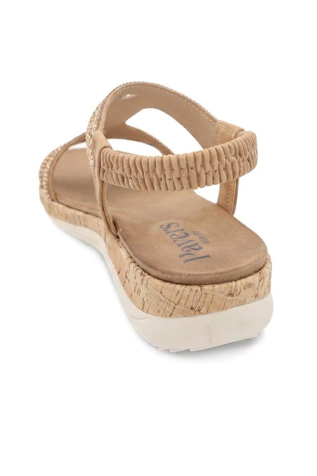 Pavers Pavers Women's Wide Fit Elasticated Sandals in Tan - 3