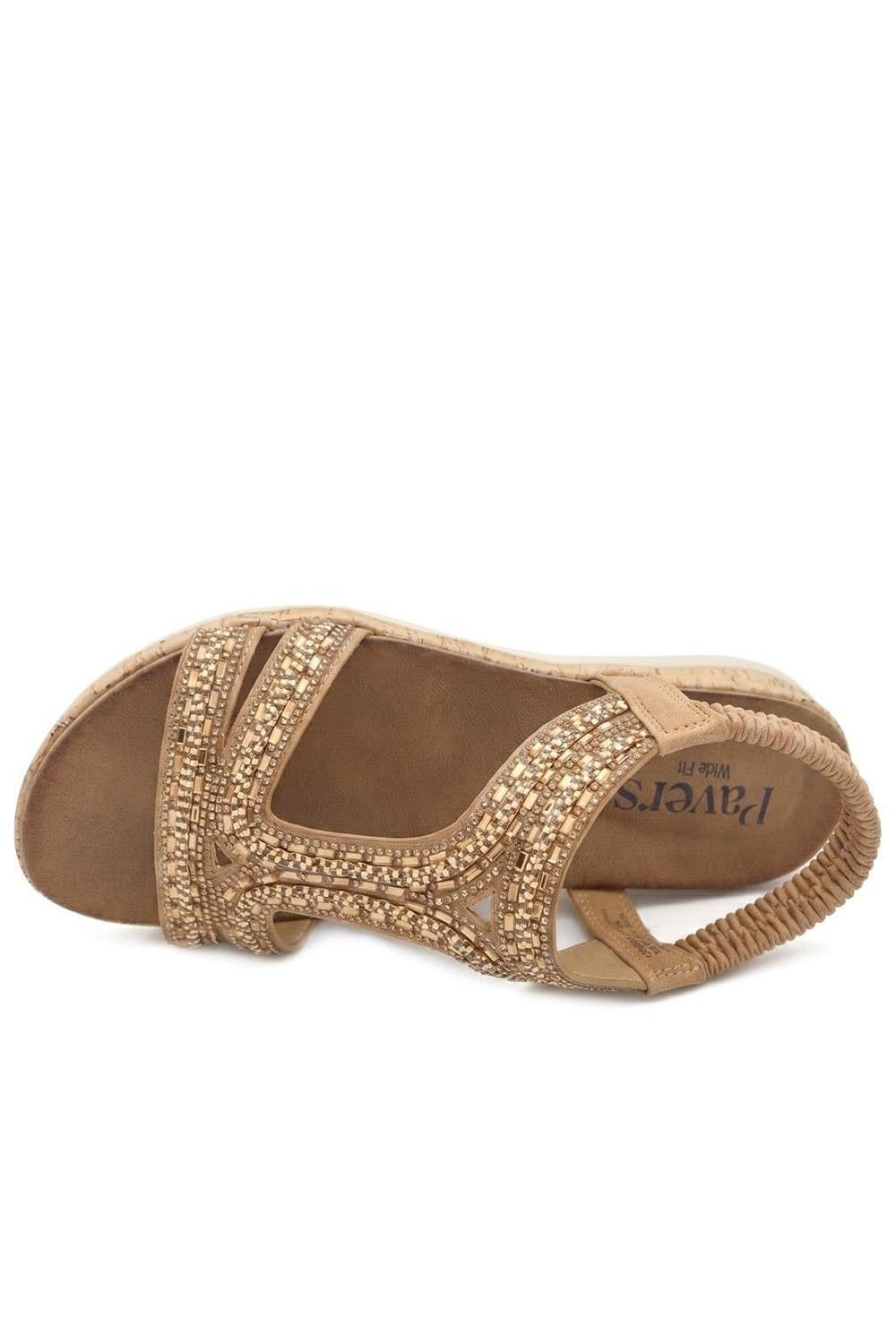 Pavers Pavers Women's Wide Fit Elasticated Sandals in Tan - 4