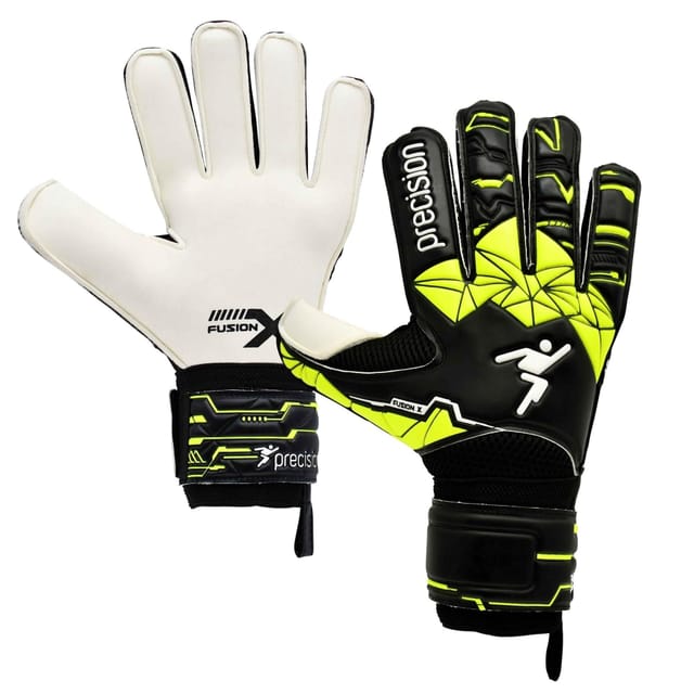 Precision Precision Men's Fusion X Flat Cut Finger Protect Goalkeeper Gloves in Black - 2