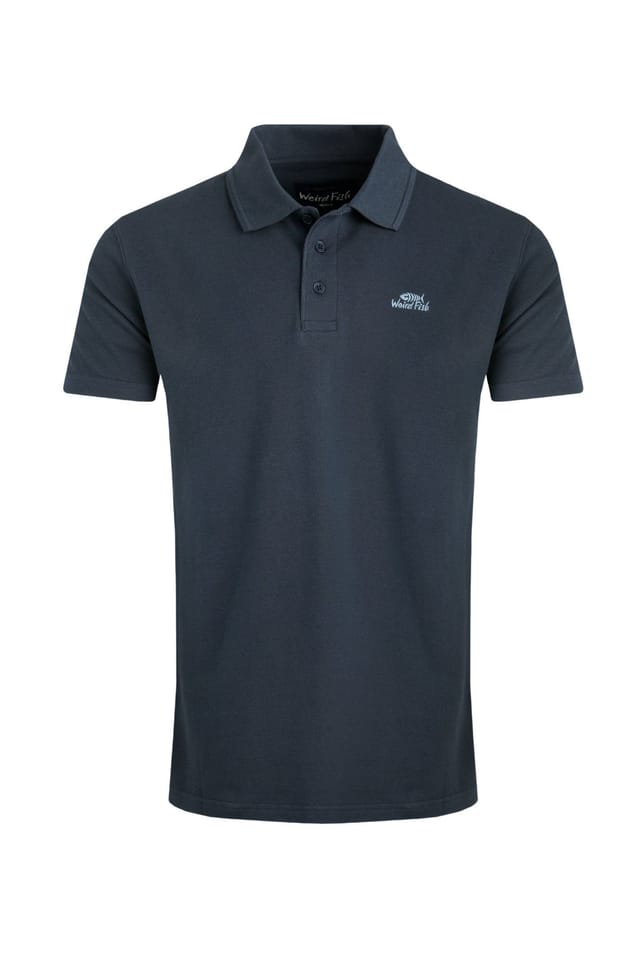 Weird Fish Weird Fish Men's Giles Pique Polo Shirt in Navy - 2