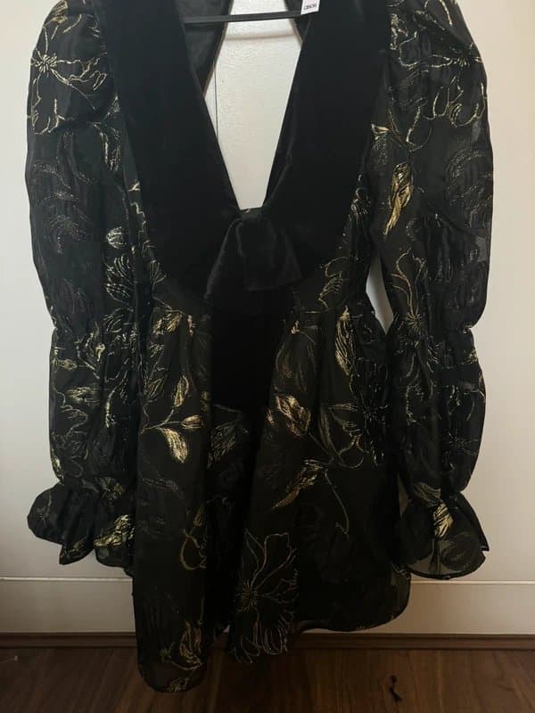 Asos luxe Tulle Black and Gold Dress