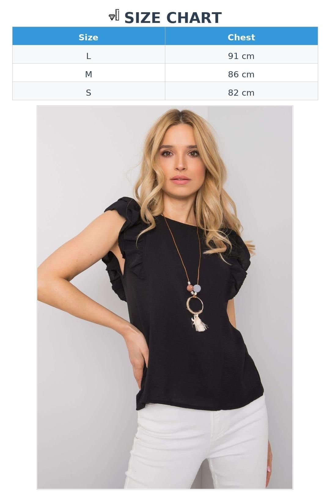 Love Lace Love Lace Women's Short Sleeve Frill Blouse With Back Cutout in Black - 4