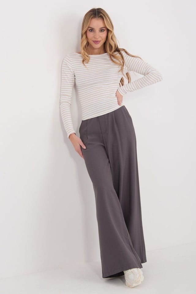 Love Lace Love Lace Women's Fitted Cotton Elastane Striped Long Sleeve Blouse in Beige - 2