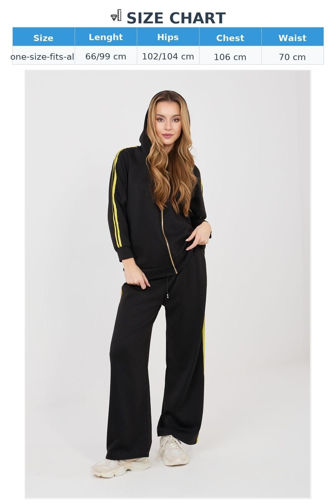 Love Lace Love Lace Women's Zip Hoodie Tracksuit Set With Wide Leg Pants in Black - 4
